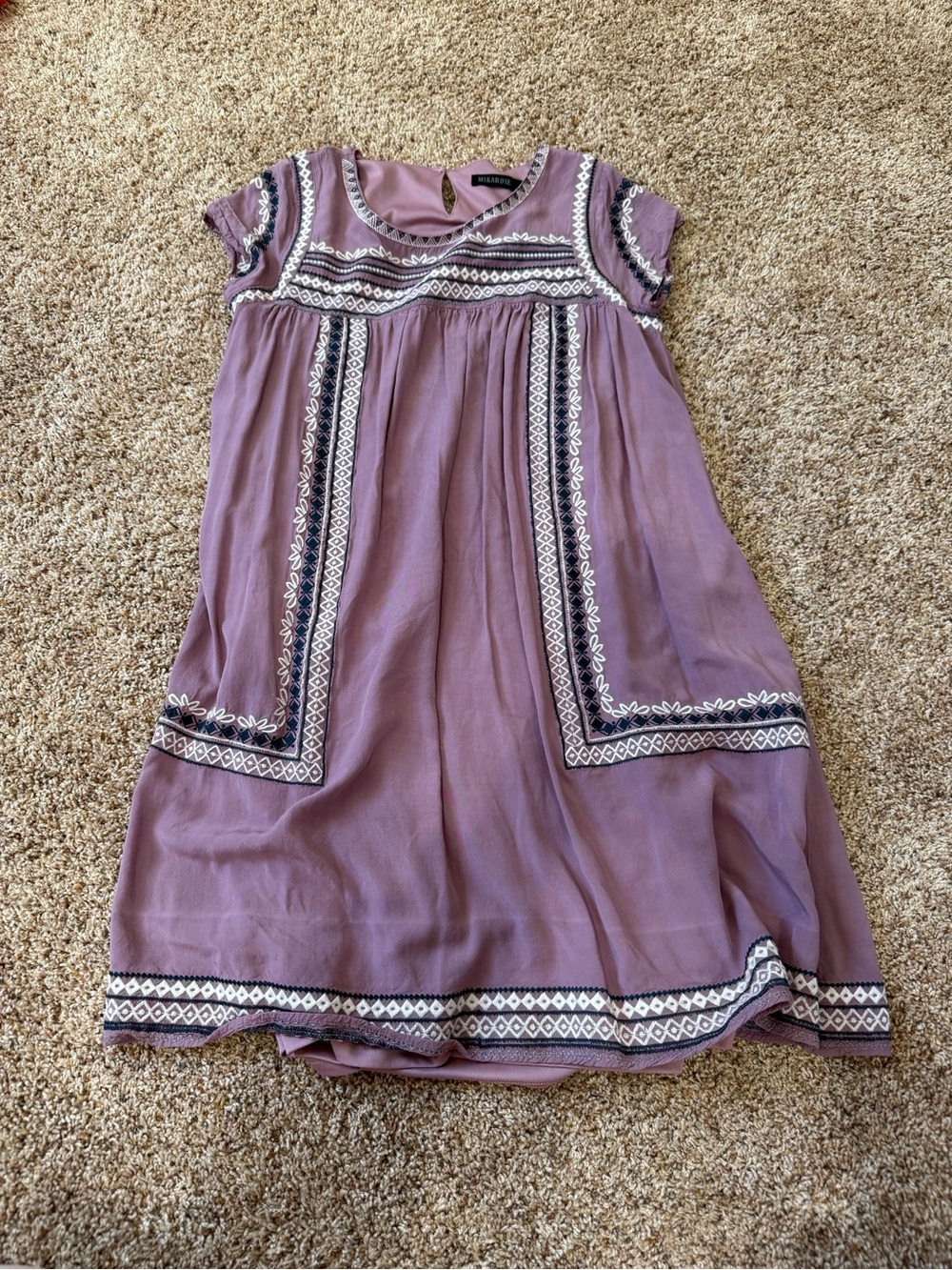 Mikarose Lilac Embroidered Casual Girls Dress